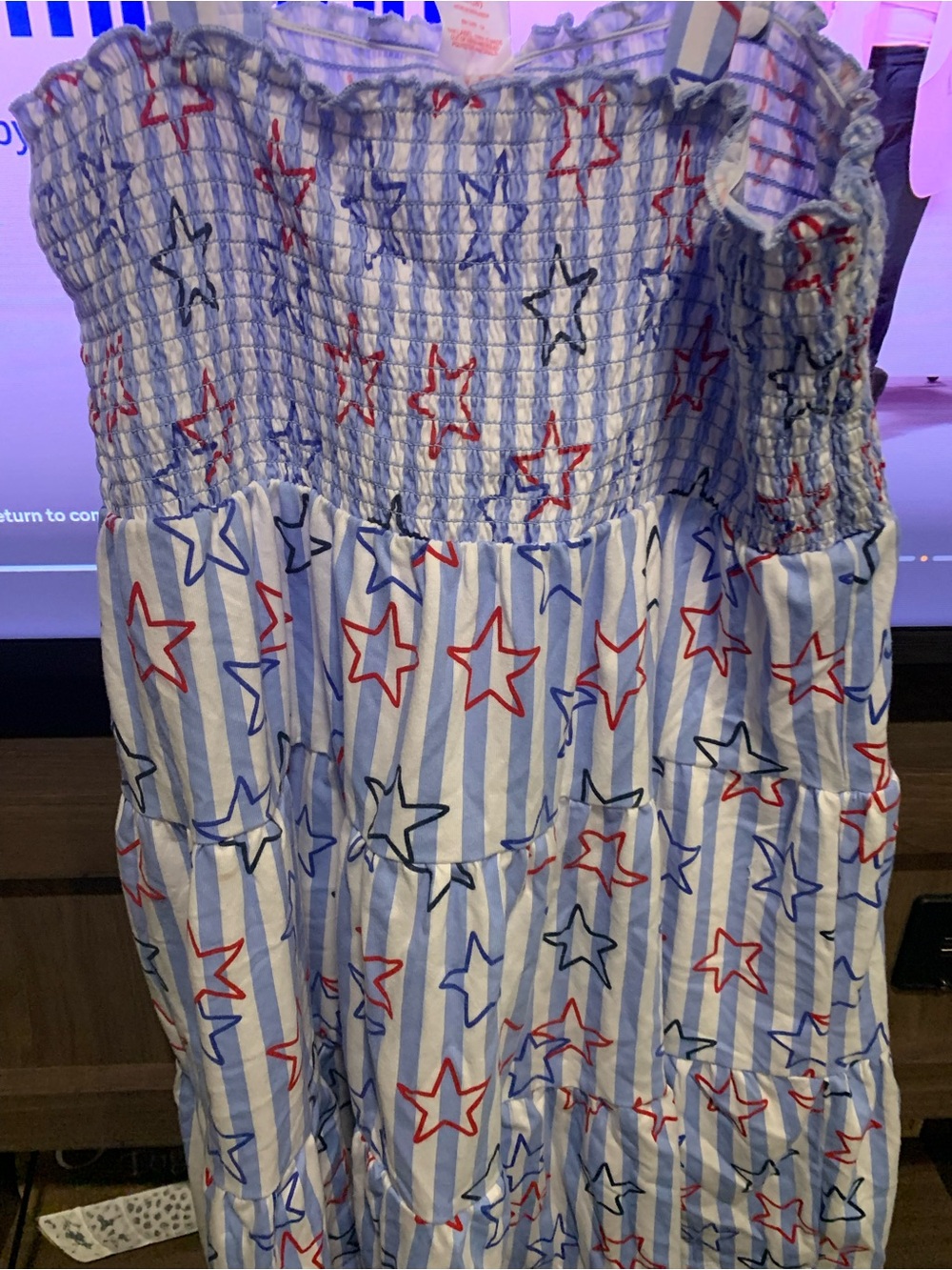 wonder nation Blue & White Striped Star Print Sundress